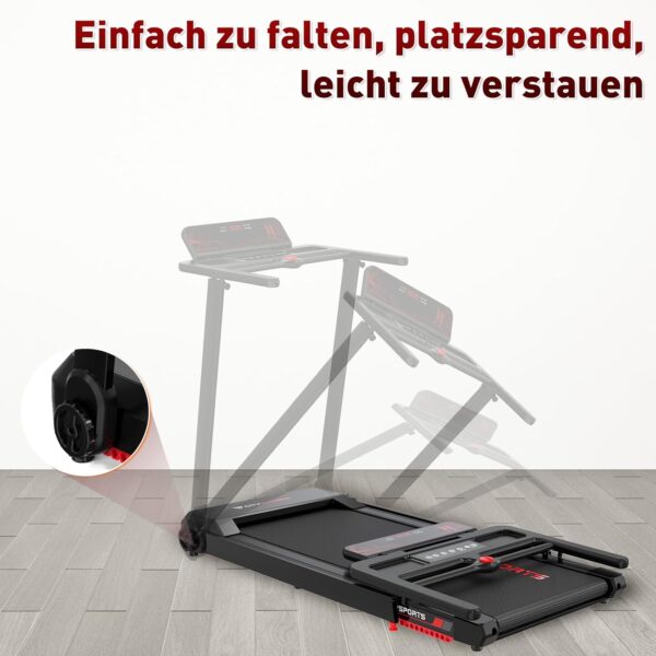 71Igrp1Xh0L._AC_SL1500_ CITYSPORTS Elektrisches Laufband, klappbar, bis zu 12 km/h, mit LED-Display, App-Steuerung und 360° Tablet-Halter, kompakte Walking-Matte für Zuhause und Büro (Neuwertig)