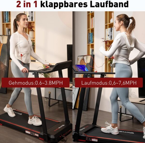 71Z4Lm-9DBL._AC_SL1500_ CITYSPORTS Elektrisches Laufband, klappbar, bis zu 12 km/h, mit LED-Display, App-Steuerung und 360° Tablet-Halter, kompakte Walking-Matte für Zuhause und Büro (Neuwertig)