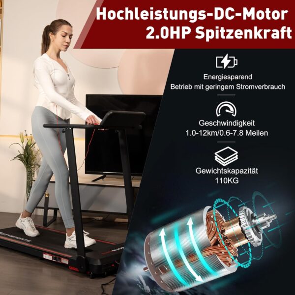 71+qkhjWKpL._AC_SL1500_ CITYSPORTS Elektrisches Laufband, klappbar, bis zu 12 km/h, mit LED-Display, App-Steuerung und 360° Tablet-Halter, kompakte Walking-Matte für Zuhause und Büro (Neuwertig)