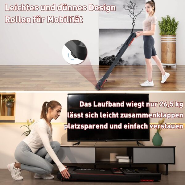 81w6DaWmZOL._AC_SL1500_ CITYSPORTS Elektrisches Laufband, klappbar, bis zu 12 km/h, mit LED-Display, App-Steuerung und 360° Tablet-Halter, kompakte Walking-Matte für Zuhause und Büro (Neuwertig)