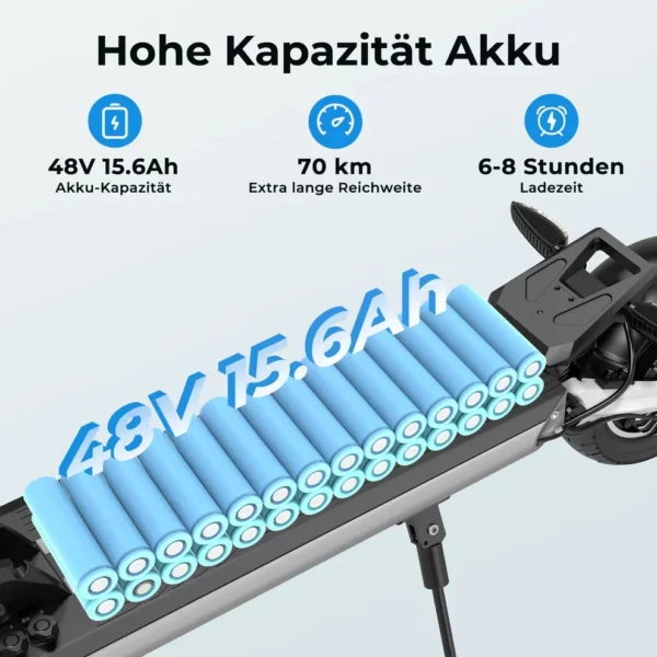 HITWAY H6 Straßenzugelassener ABE Elektroroller, 10 Zoll, 500W, 48V 15,6 Ah E-Scooter