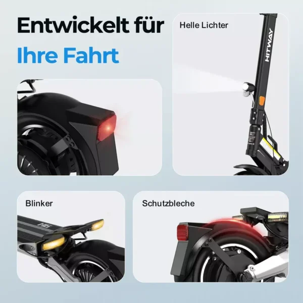 HITWAY H6 Straßenzugelassener ABE Elektroroller, 10 Zoll, 500W, 48V 15,6 Ah E-Scooter