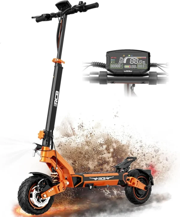 RCB D7 Elektroroller mit Straßenzulassung (ABE),90-100KM,20.8Ah Batterie,500W Motor,10 Zoll Flatproof-Reifen,APP-Steuerung,Duale Stoßdämpfung,Faltbar