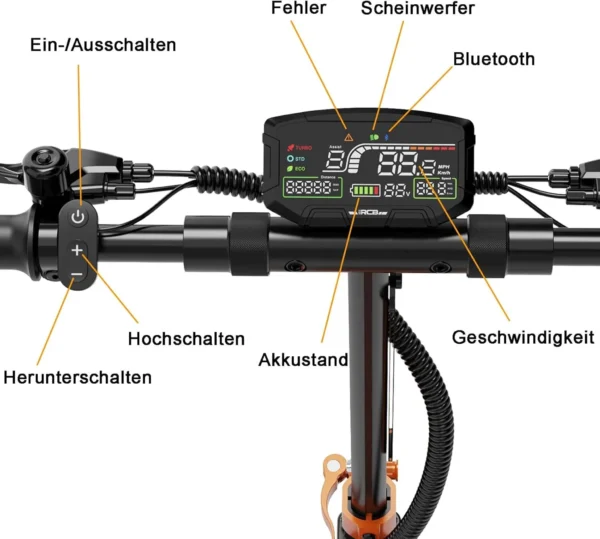 RCB D7 Elektroroller mit Straßenzulassung (ABE),90-100KM,20.8Ah Batterie,500W Motor,10 Zoll Flatproof-Reifen,APP-Steuerung,Duale Stoßdämpfung,Faltbar